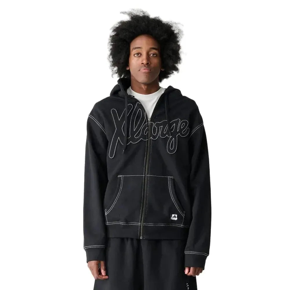 XLarge Script Zip Thru Hoodie - Black