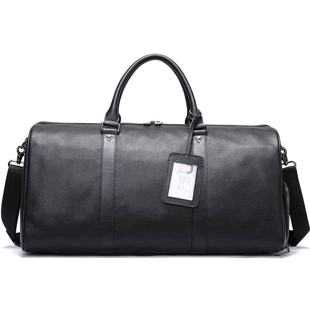 Genuine Leather Deluxe Duffle Bag 6020 - Black