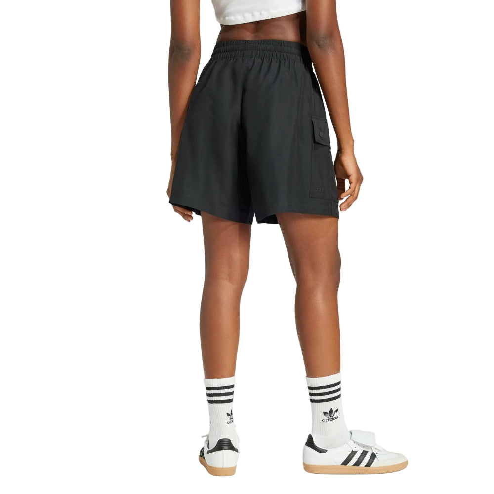 Adidas Womens Essentials Woven High-Waist Cargo Shorts - Black