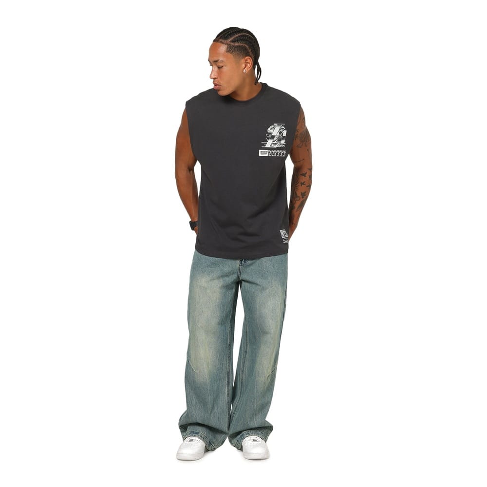 Mitchell & Ness Champ Chrome Muscle Tee Los Angeles Lakers - Washed Black