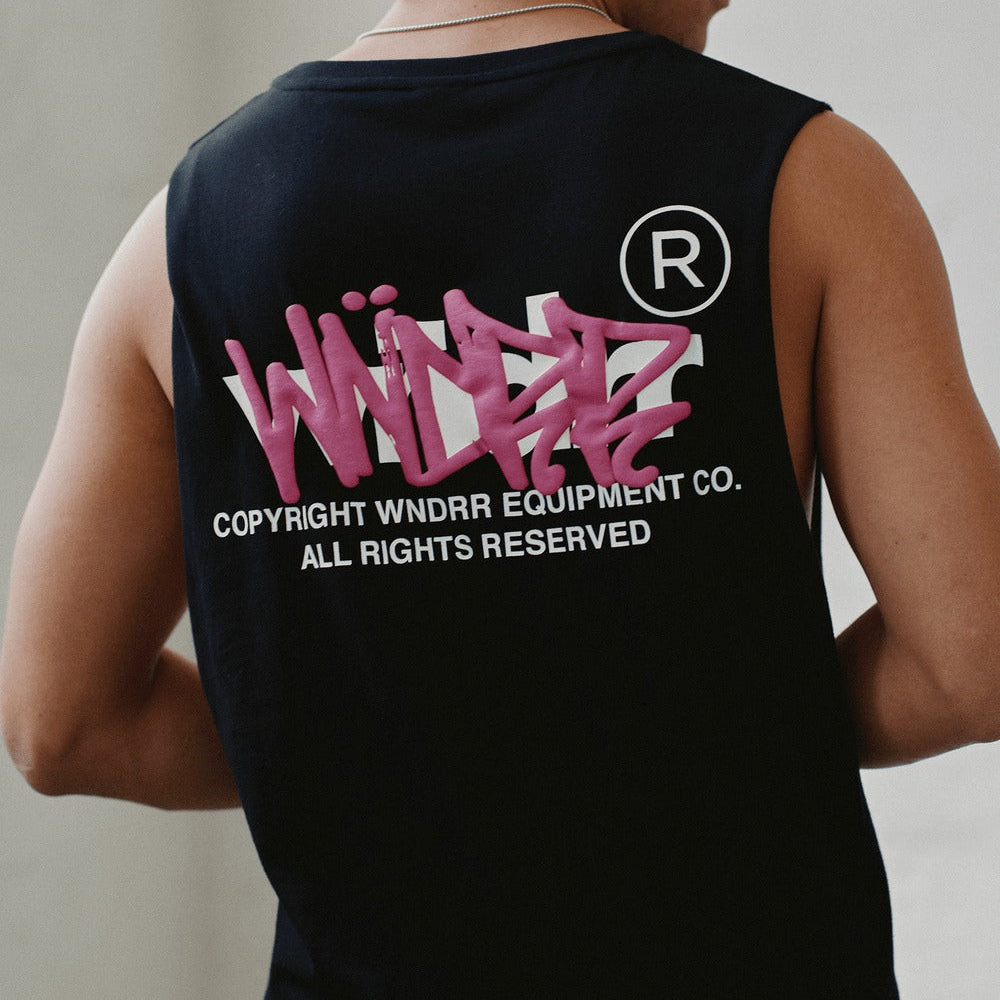 WNDRR Tagged Muscle Top - Black