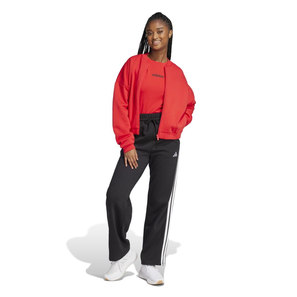 adidas Womens Essentials 3-Stripes Open Hem Fleece Pants - Black