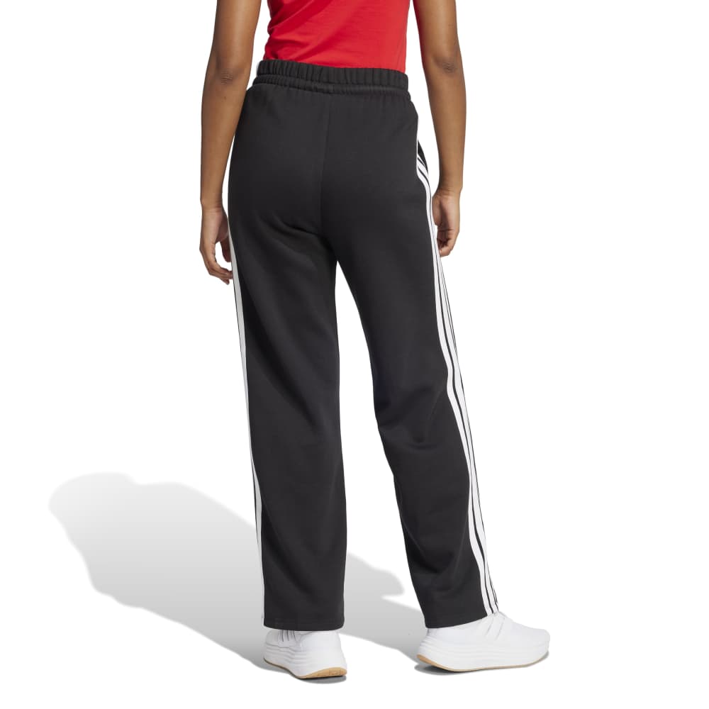 adidas Womens Essentials 3-Stripes Open Hem Fleece Pants - Black