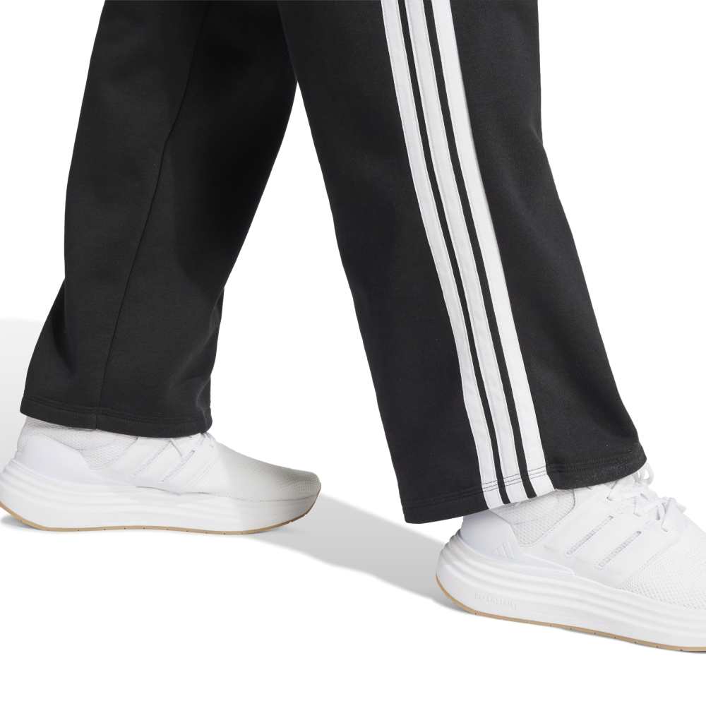 adidas Womens Essentials 3-Stripes Open Hem Fleece Pants - Black