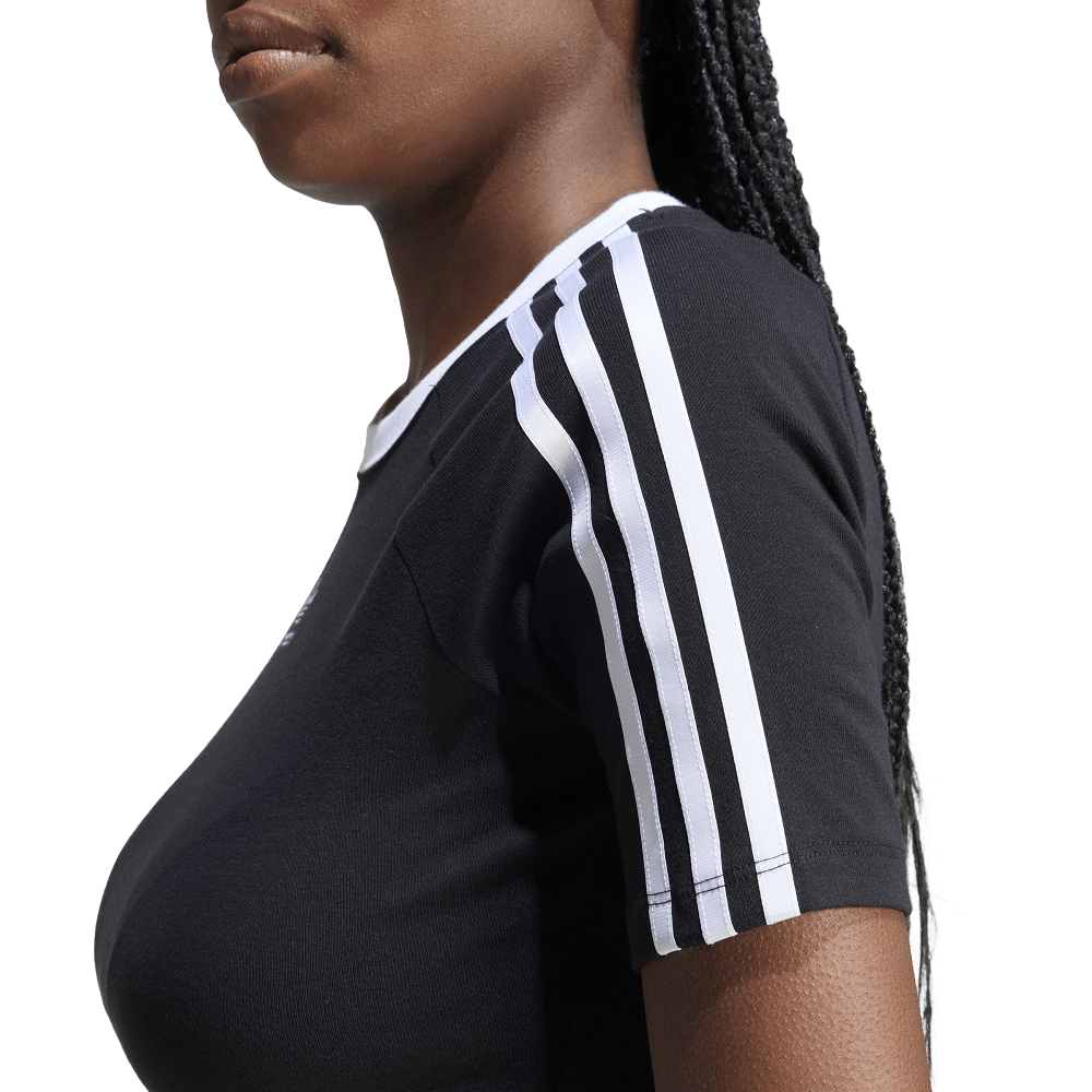 adidas Womens 3-Stripes Baby Tee - Black