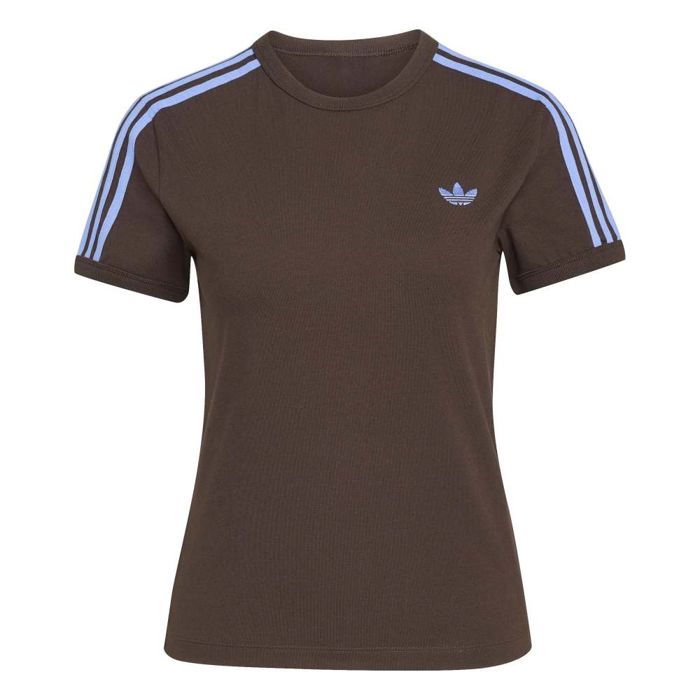 Adidas Womens 3-Stripes Slim Tee - Aurora Coffee / Blue Fusion