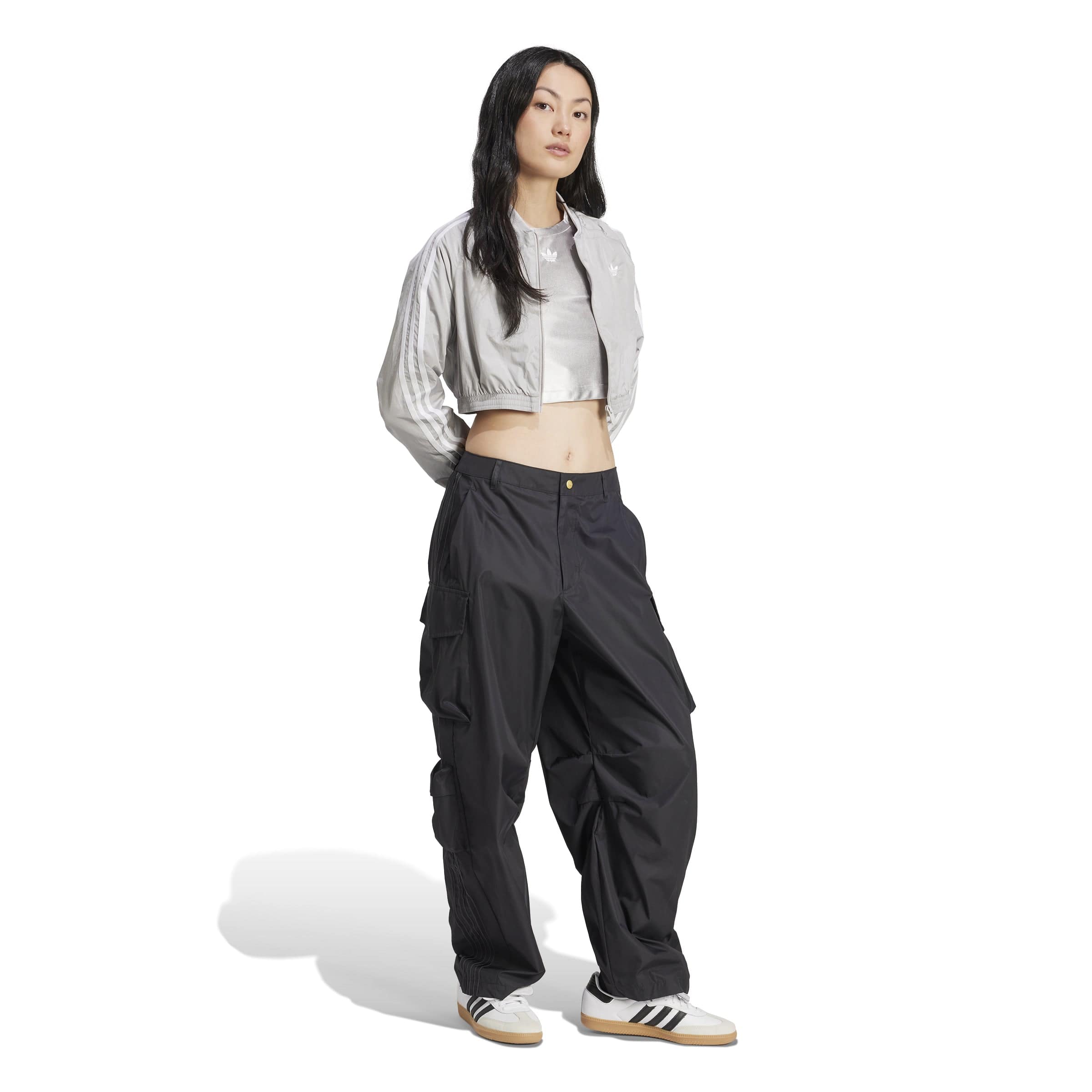 Adidas adicolor Teamgeist Cropped Track Top - Grey Two / White