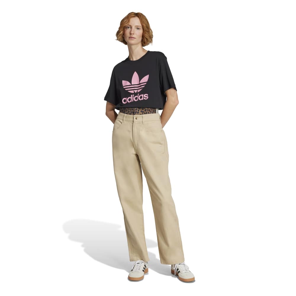 adidas Womens Adicolor Trefoil Boxy Tee - Black / Pink