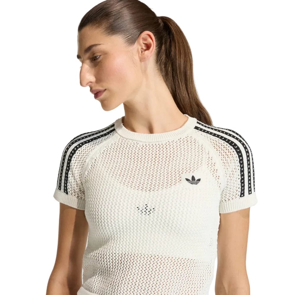 adidas Womens Crochet Tee - White