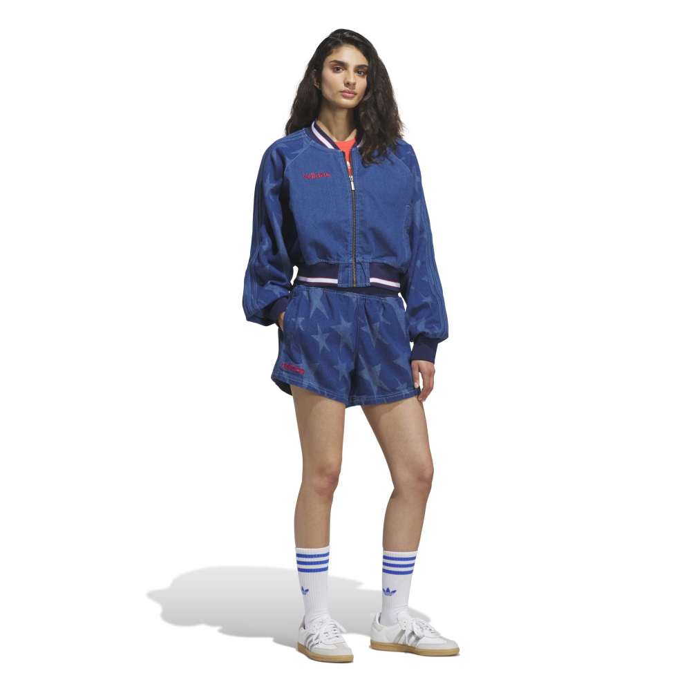 adidas Womens Denim Varsity Bomber Jacket - Medium Blue