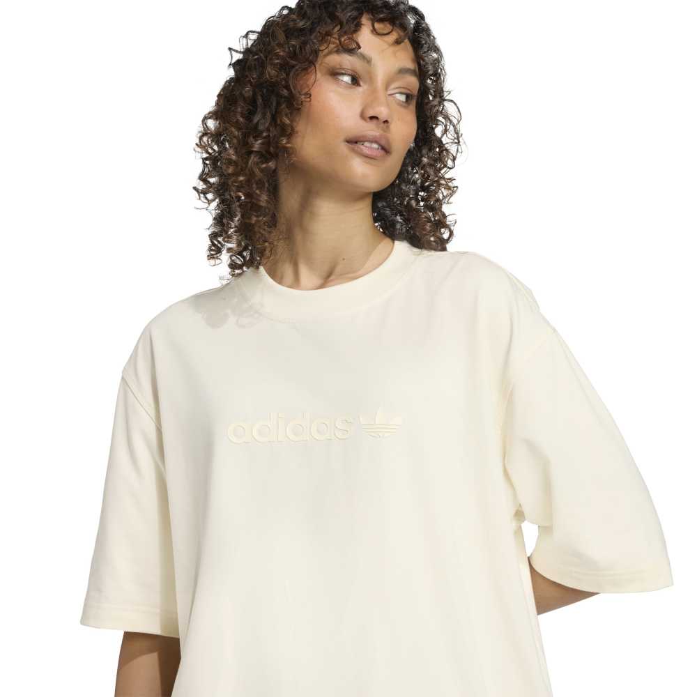 adidas Womens Essentials Linear Oversized Tee - Cream White
