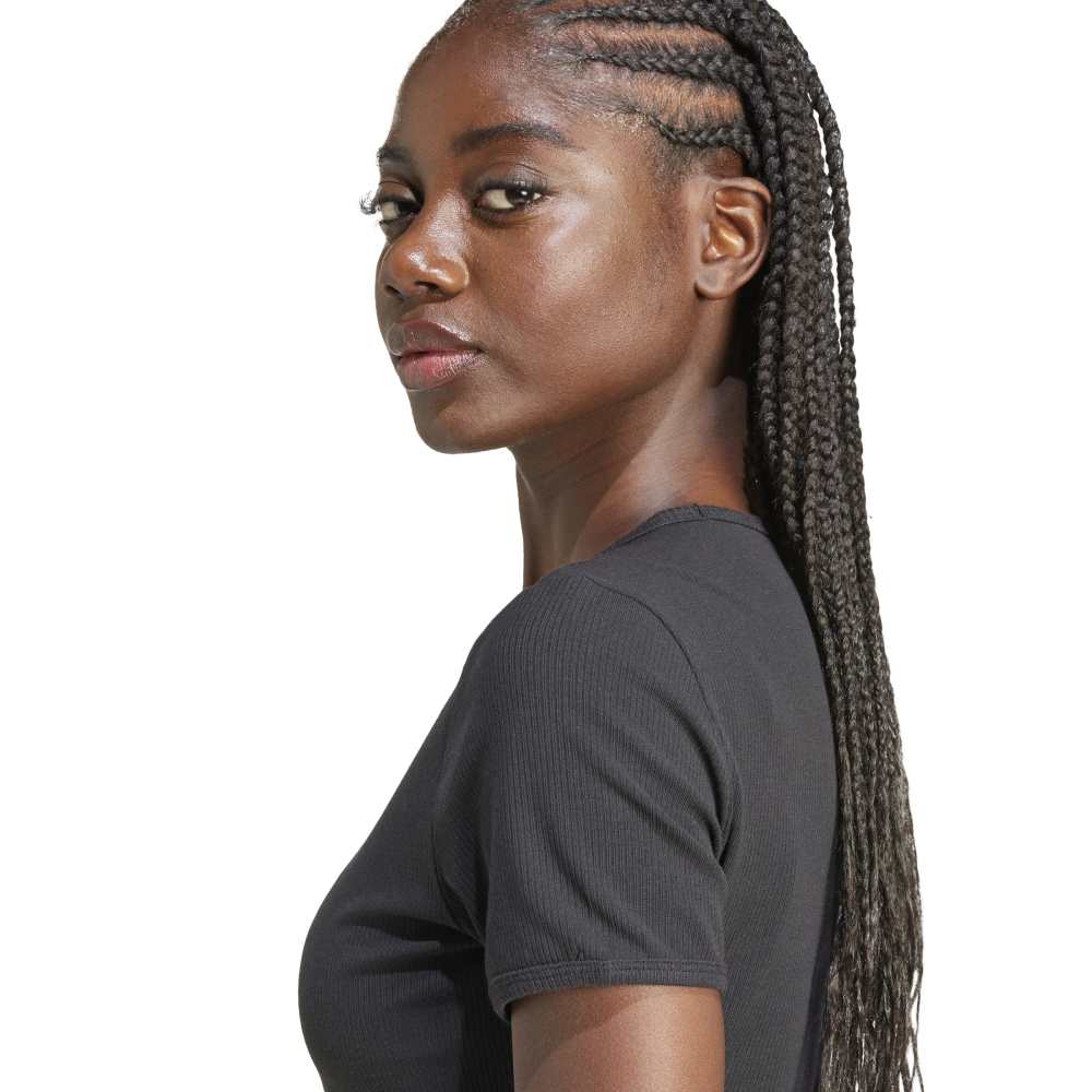 adidas Womens Essentials Ribbed Tee - Black
