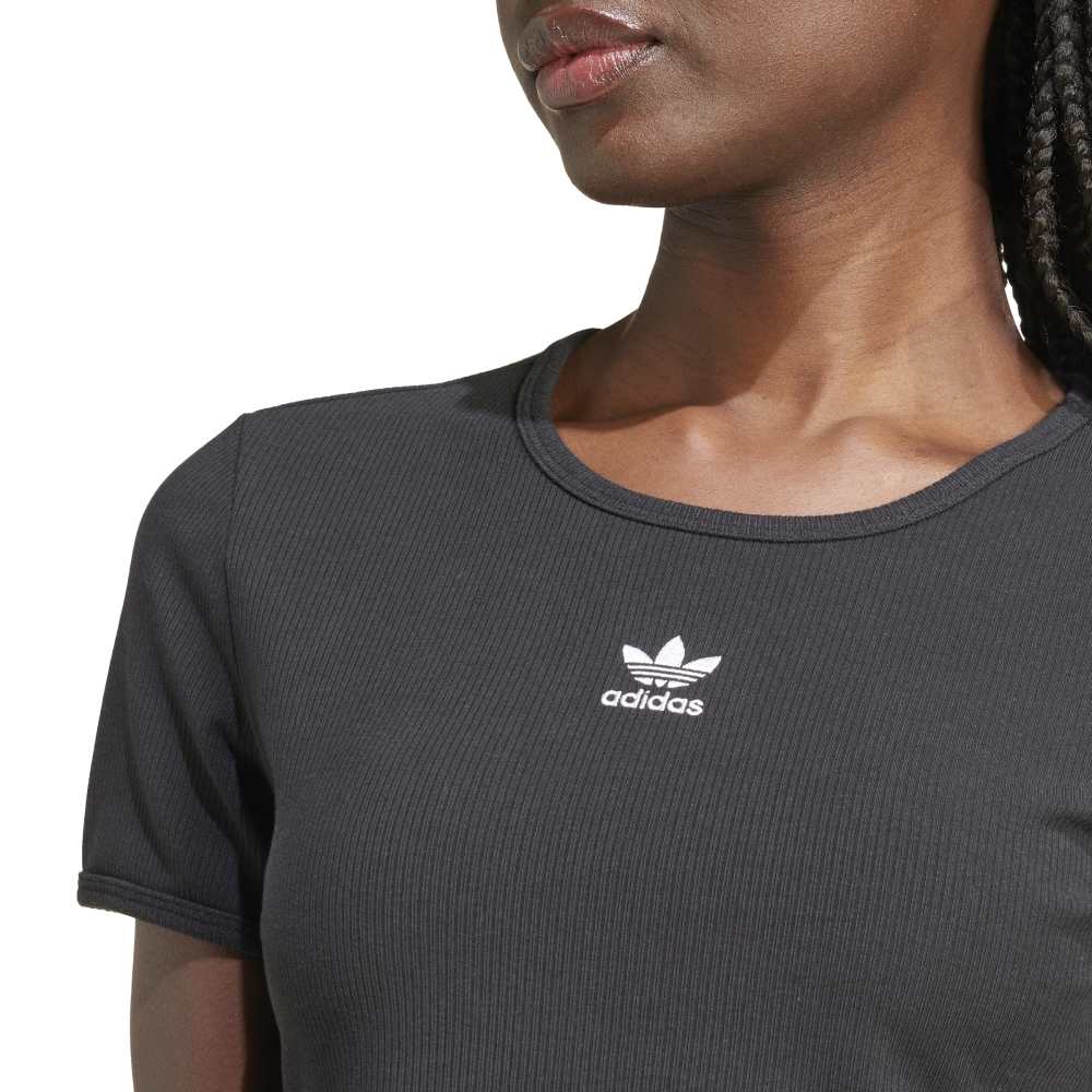 adidas Womens Essentials Ribbed Tee - Black