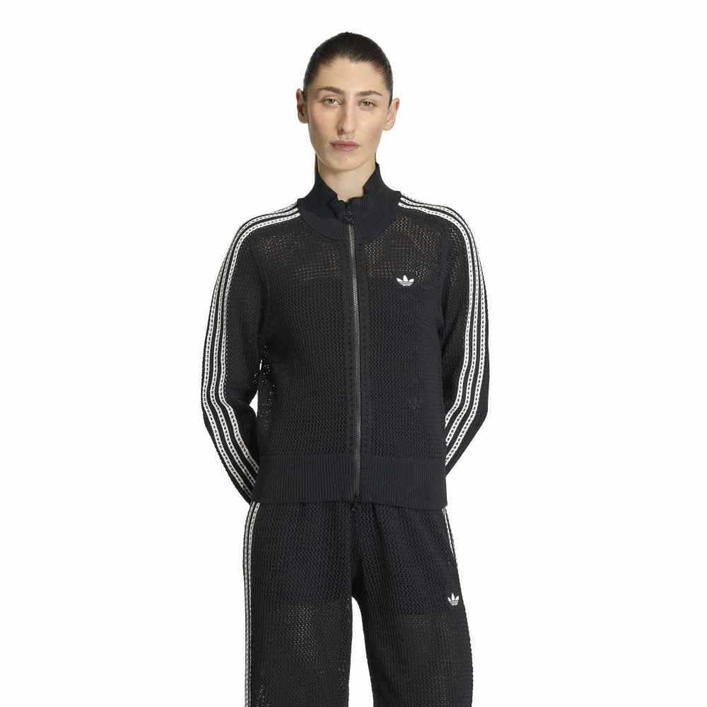 adidas Womens Kitted Crochet Track Top - Black