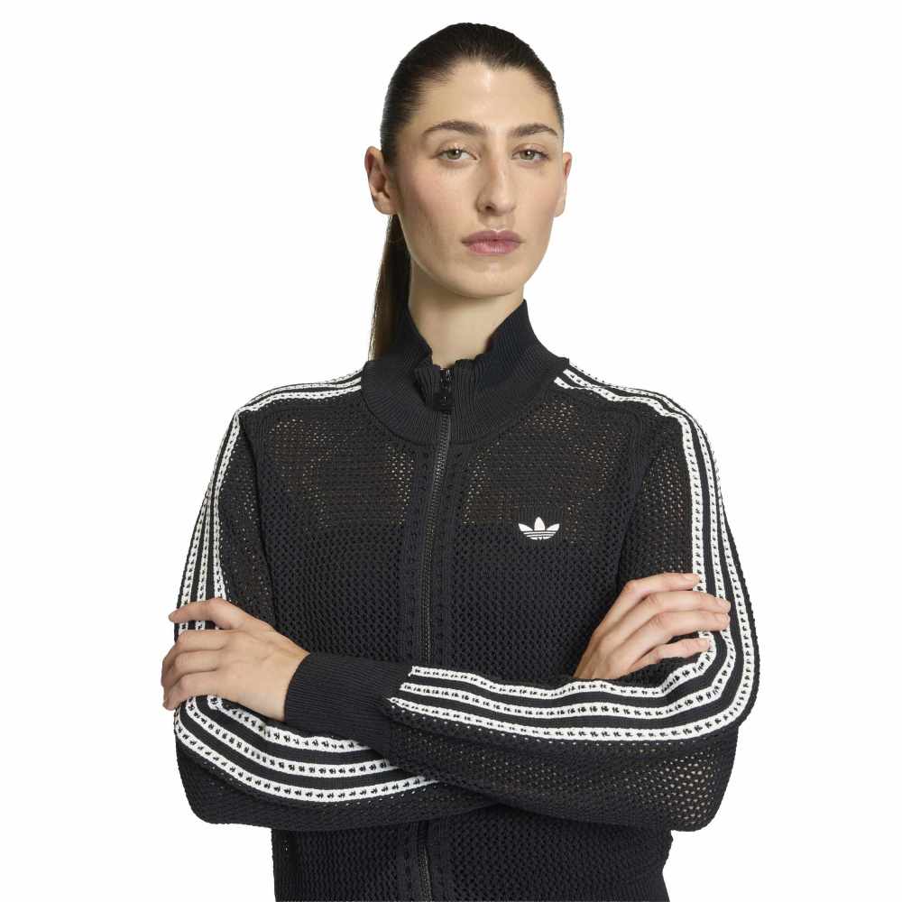 adidas Womens Kitted Crochet Track Top - Black
