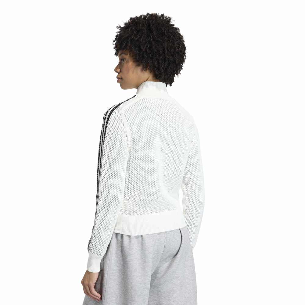 adidas Womens Kitted Crochet Track Top - Off White
