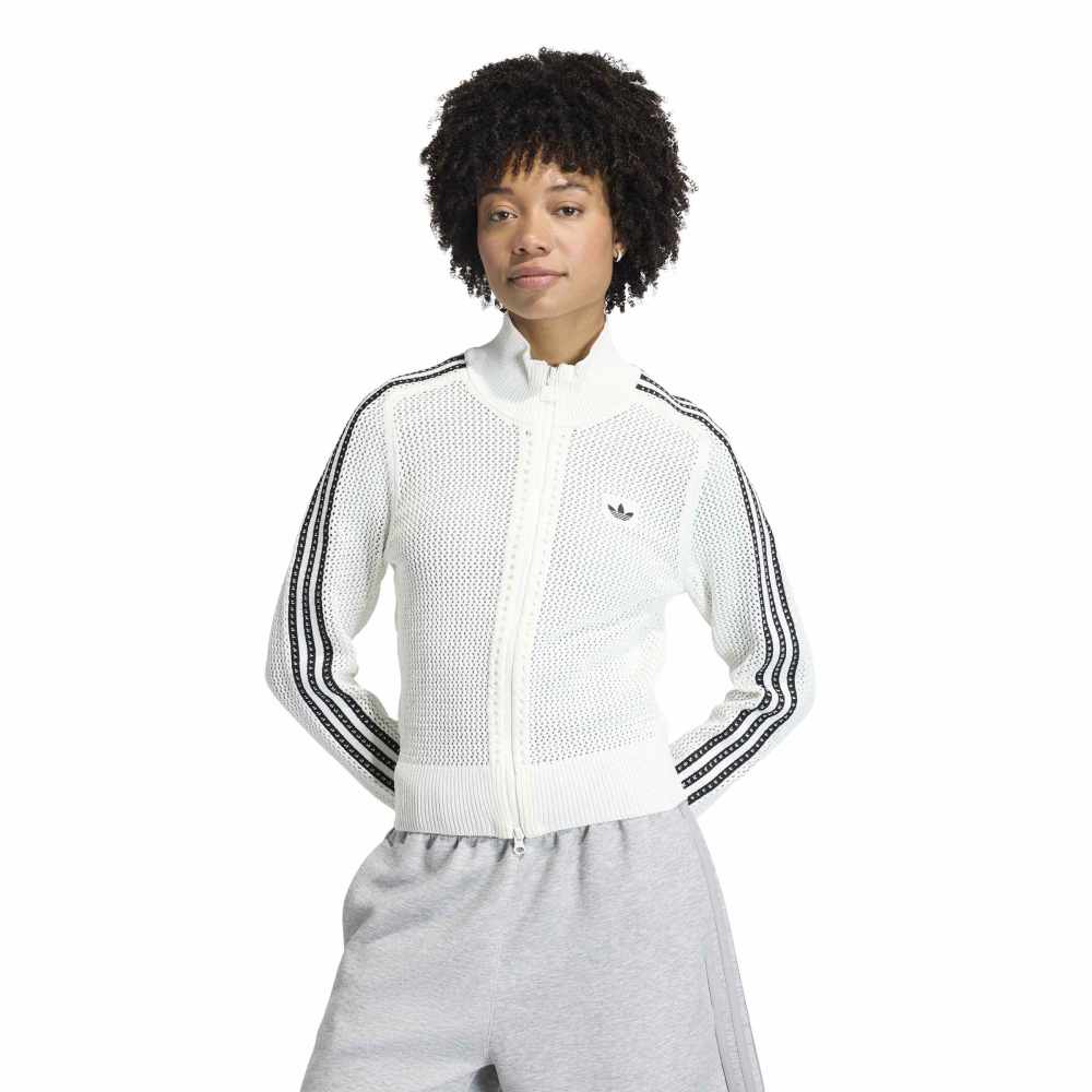 adidas Womens Kitted Crochet Track Top - Off White
