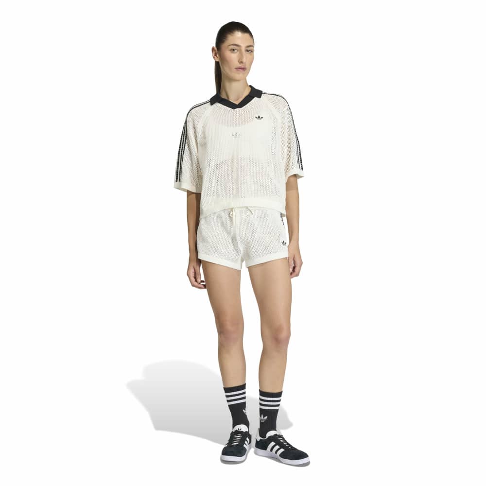 adidas Womens Knitted Crochet Polo - Off White