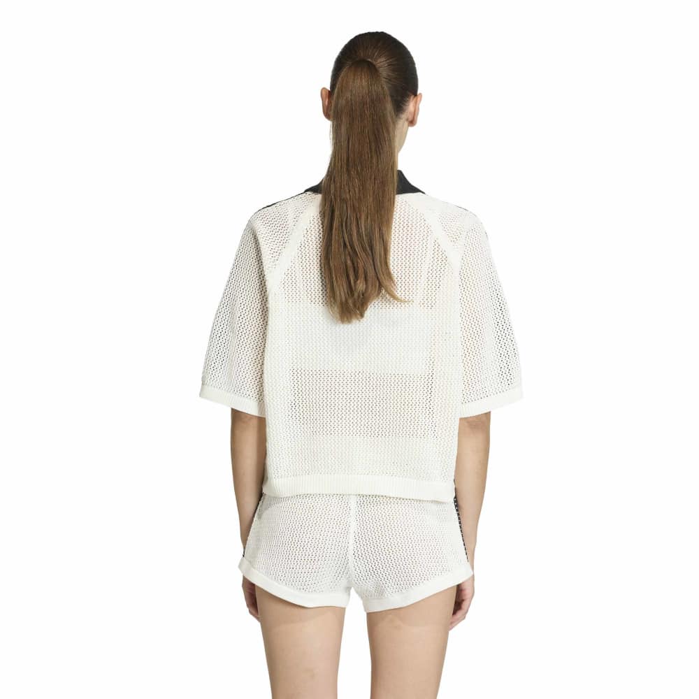 adidas Womens Knitted Crochet Polo - Off White