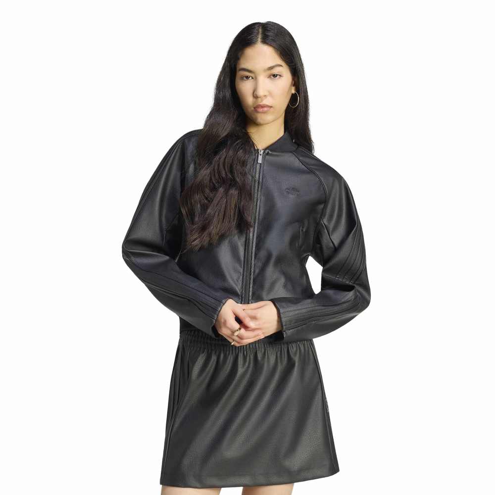 Adidas Womens Pleather SST Tracktop - Black / Maroon