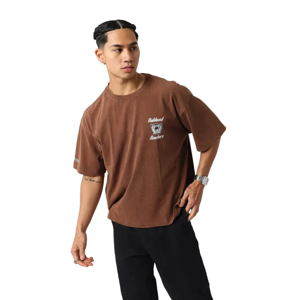 Mitchell & Ness Beast Mode West Coast Boxy Tee Oakland Raiders - Chocolate Brown