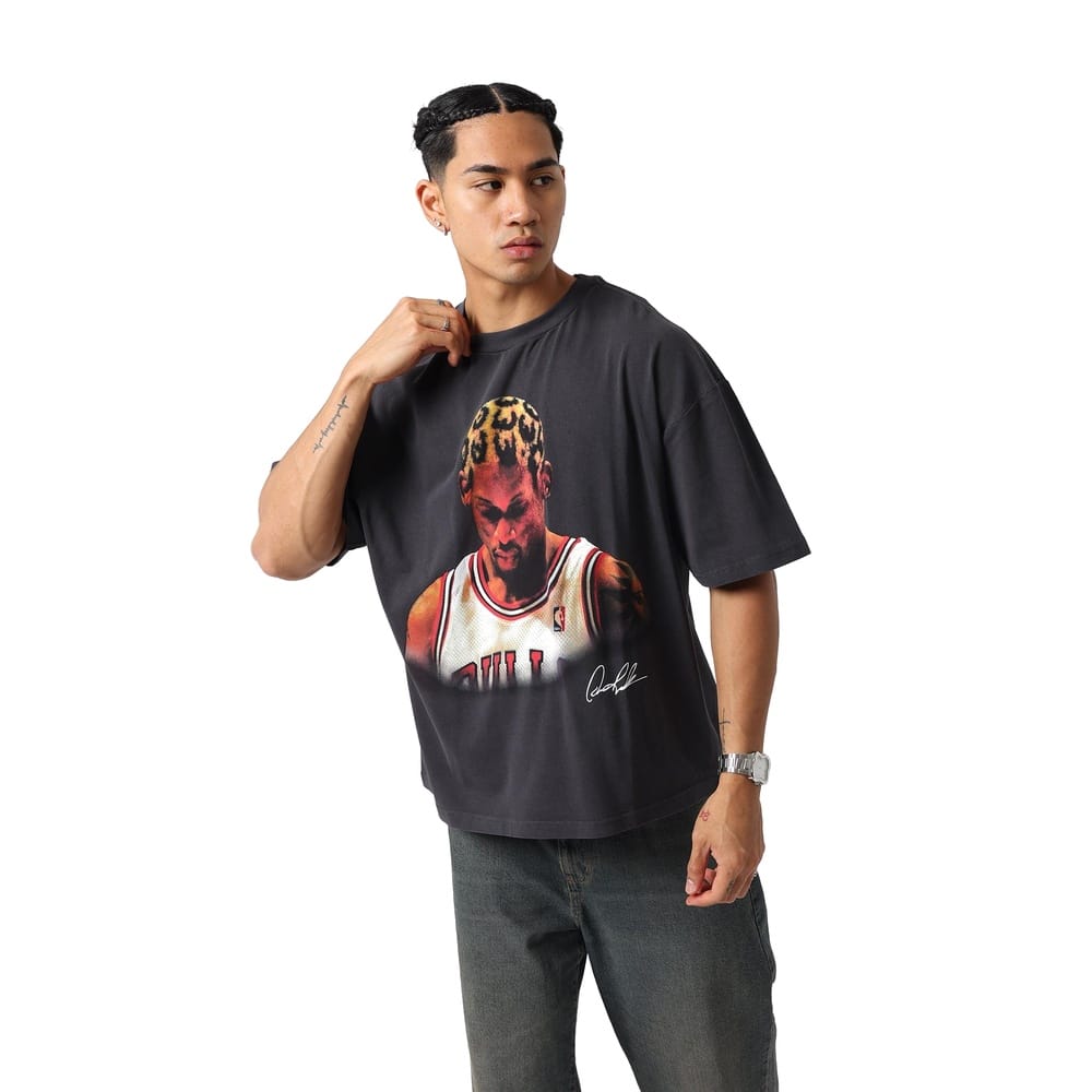 Mitchell & Ness Look Out Tee Dennis Rodman Chicago Bulls - Washed Black