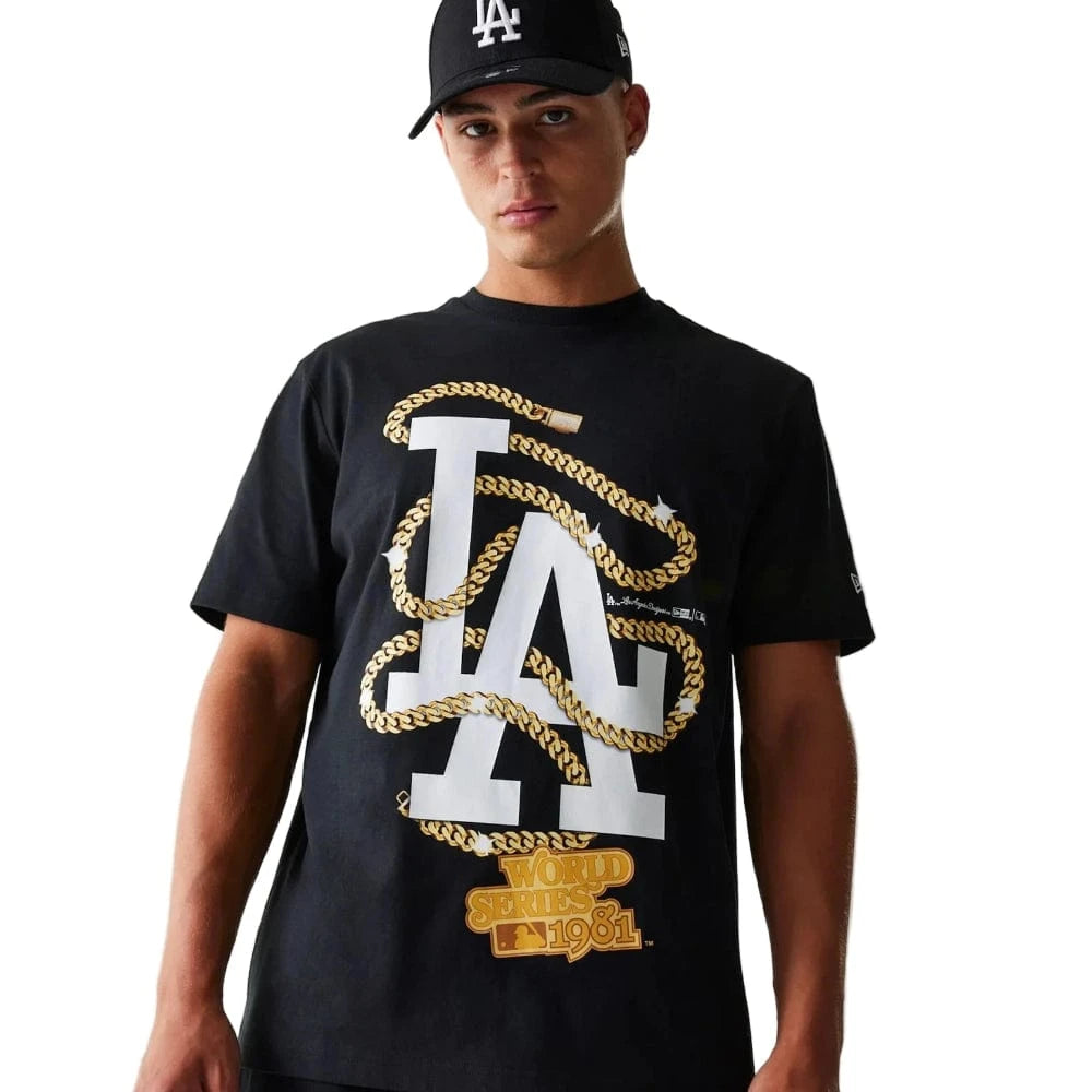 New Era Golden Chain Oversized Tee Los Angeles Dodgers - Black