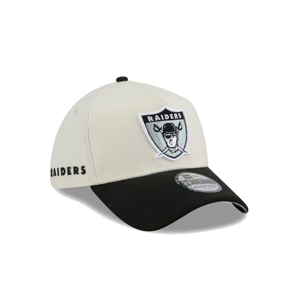 New Era 39THIRTY 2-Tone NFL A-Frame Fitted Cap Las Vegas Raiders - Chrome White / Black