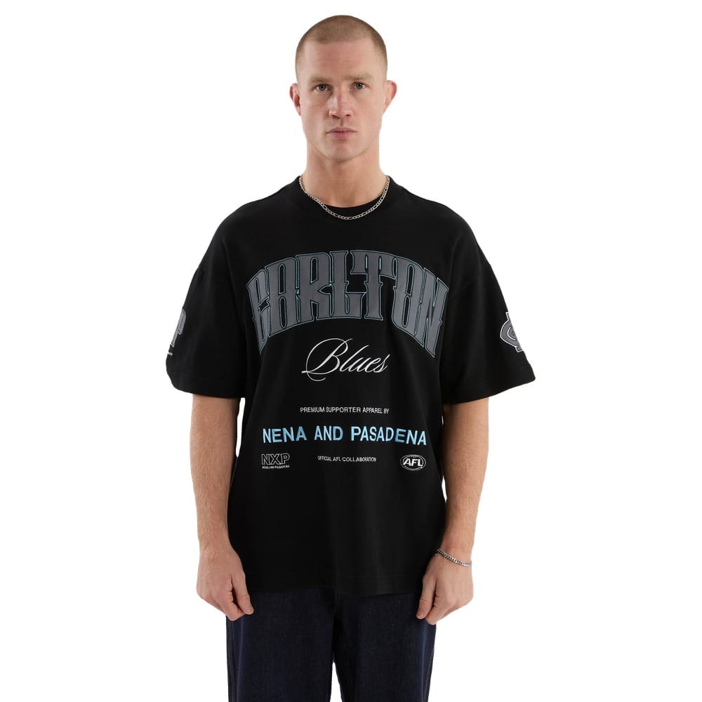 NXP X AFL Carlton Game-On Loopbk Tee - Jet Black