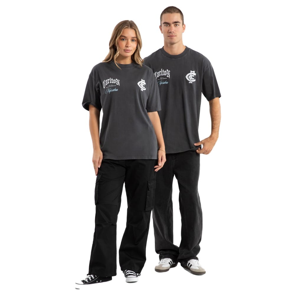 NXP X AFL Carlton Vintage Goth Tee - Pigment Asphalt