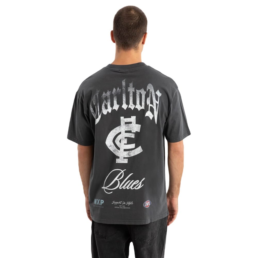 NXP X AFL Carlton Vintage Goth Tee - Pigment Asphalt