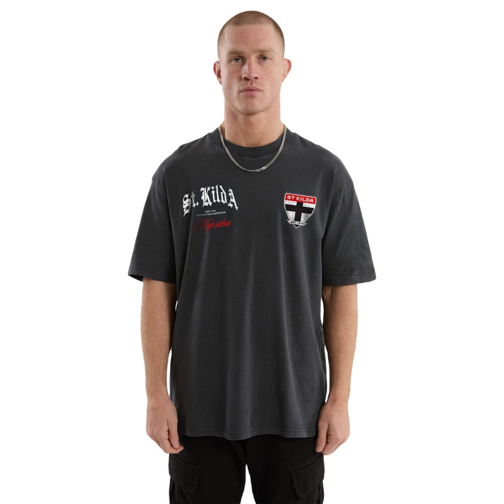 NXP X AFL St Kilda  Vintage Goth Tee - Pigment Asphalt