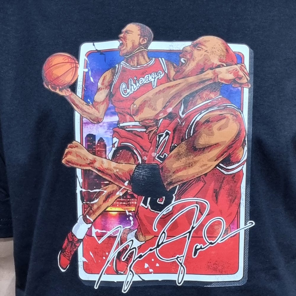 Retro Kings Jordan Watercolour Stacked Tee - Black
