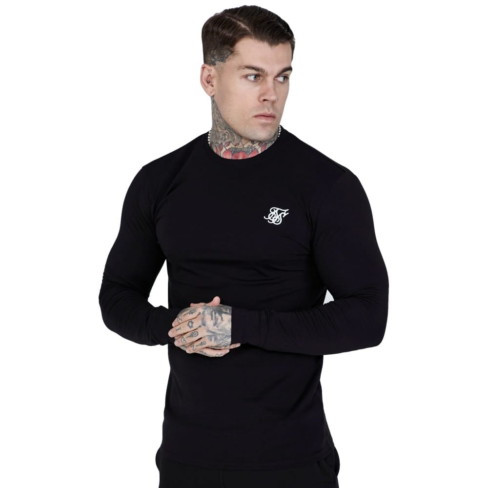 SikSilk Essentials Long-Sleeve Tee  - Black