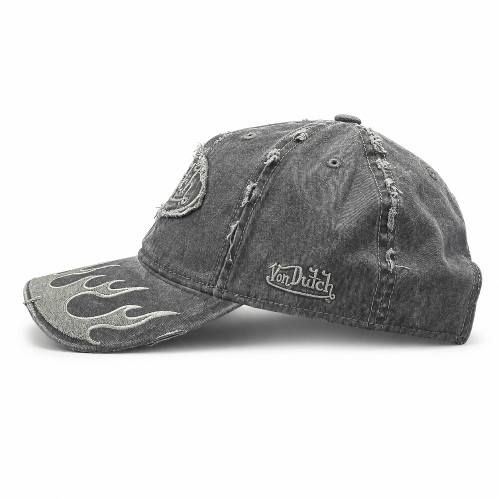 Von Dutch Flames Dad Cap - Washed Black
