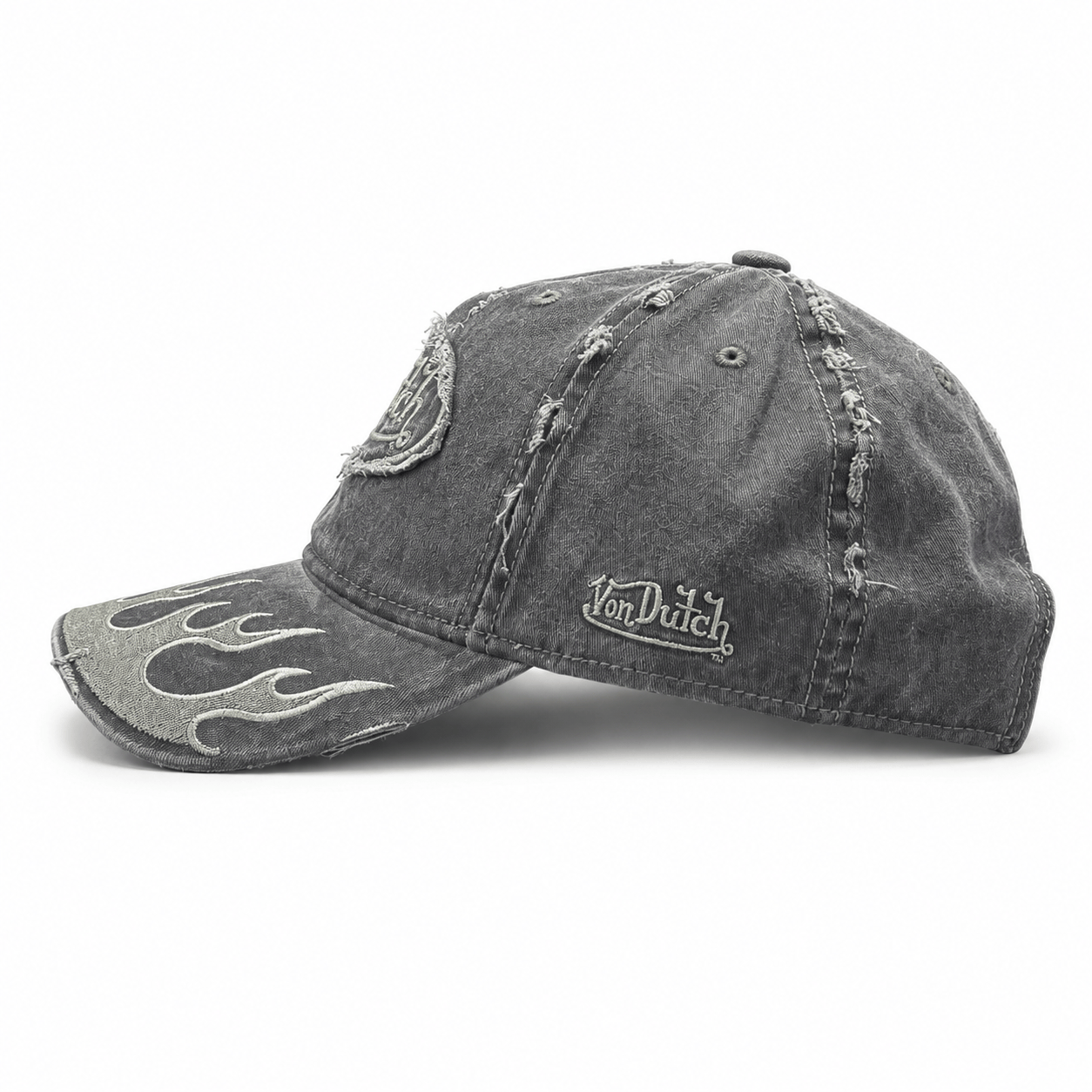 Von Dutch Flames Dad Cap - Washed Black