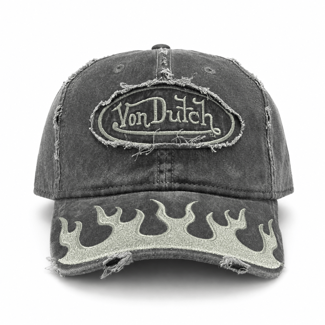 Von Dutch Flames Dad Cap - Washed Black