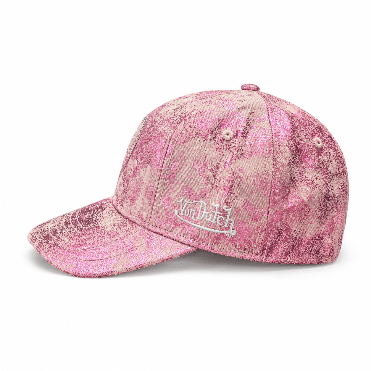 Von Dutch Heart Studded Dad Cap - Silver / Pink