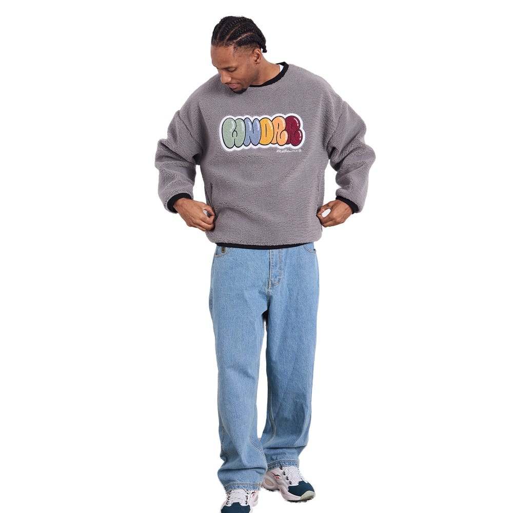 WNDRR Blissed Sherpa Pullover - Cement Grey