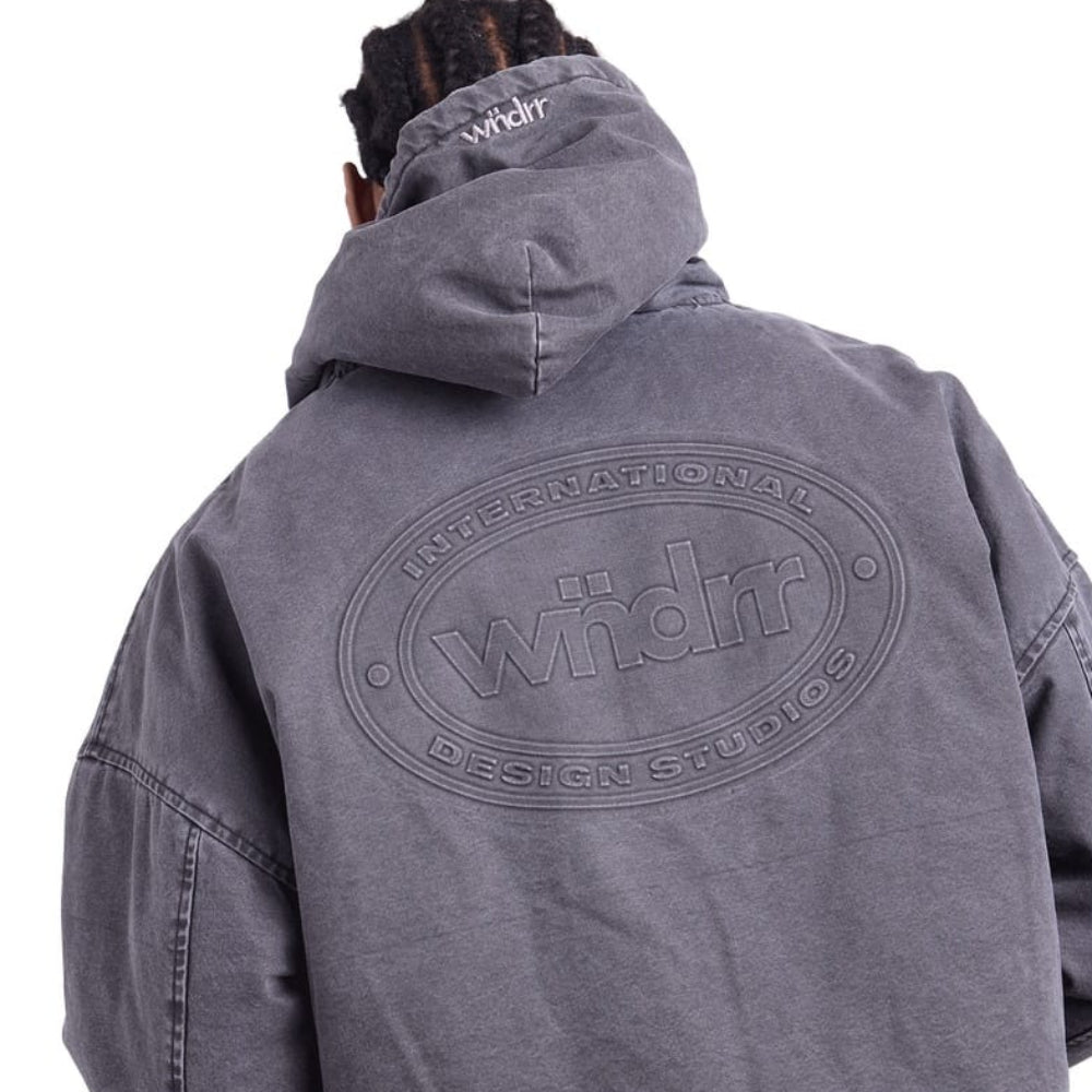 WNDRR Credit Hooded Work Jacket - Black Denim