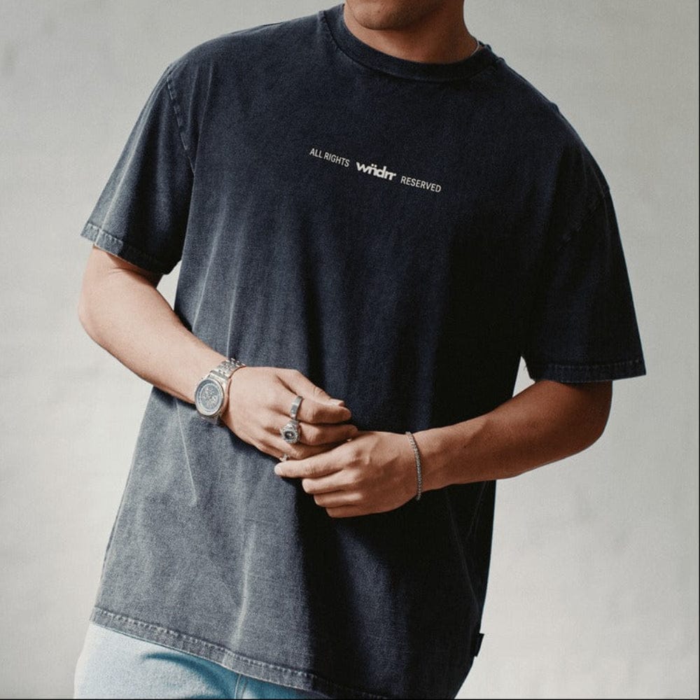 WNDRR Highborn Box Fit Tee - Washed Black