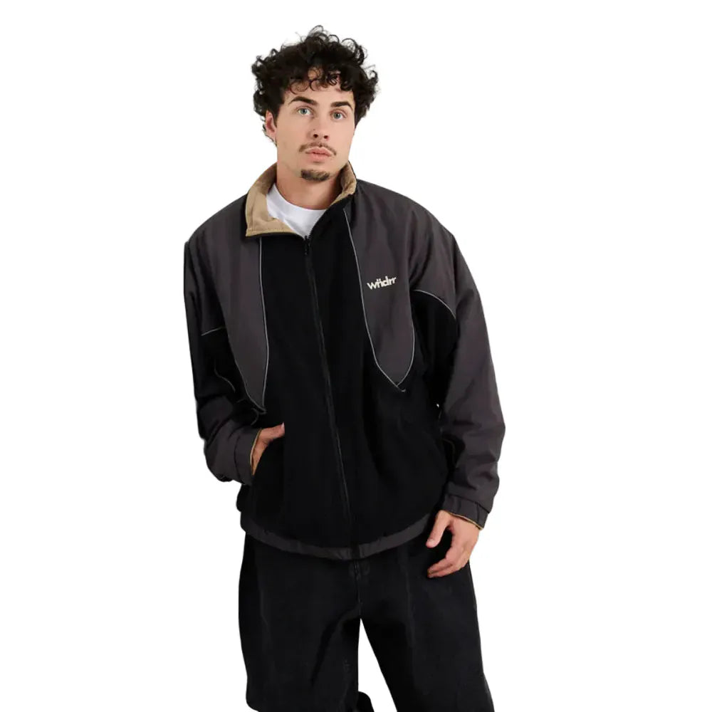 WNDRR Le Monde Reversable Fleece Jacket - Black / Moon Grey