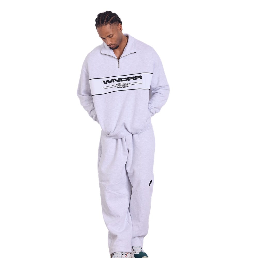 WNDRR Maison 1/4 Zip Sweat - White Marle