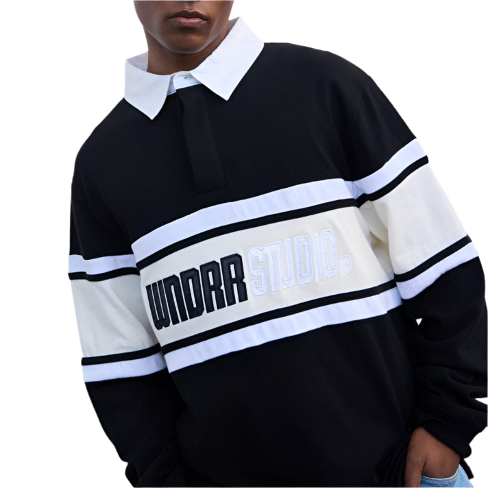 WNDRR Studio Panel Rugby Polo - Faded Black