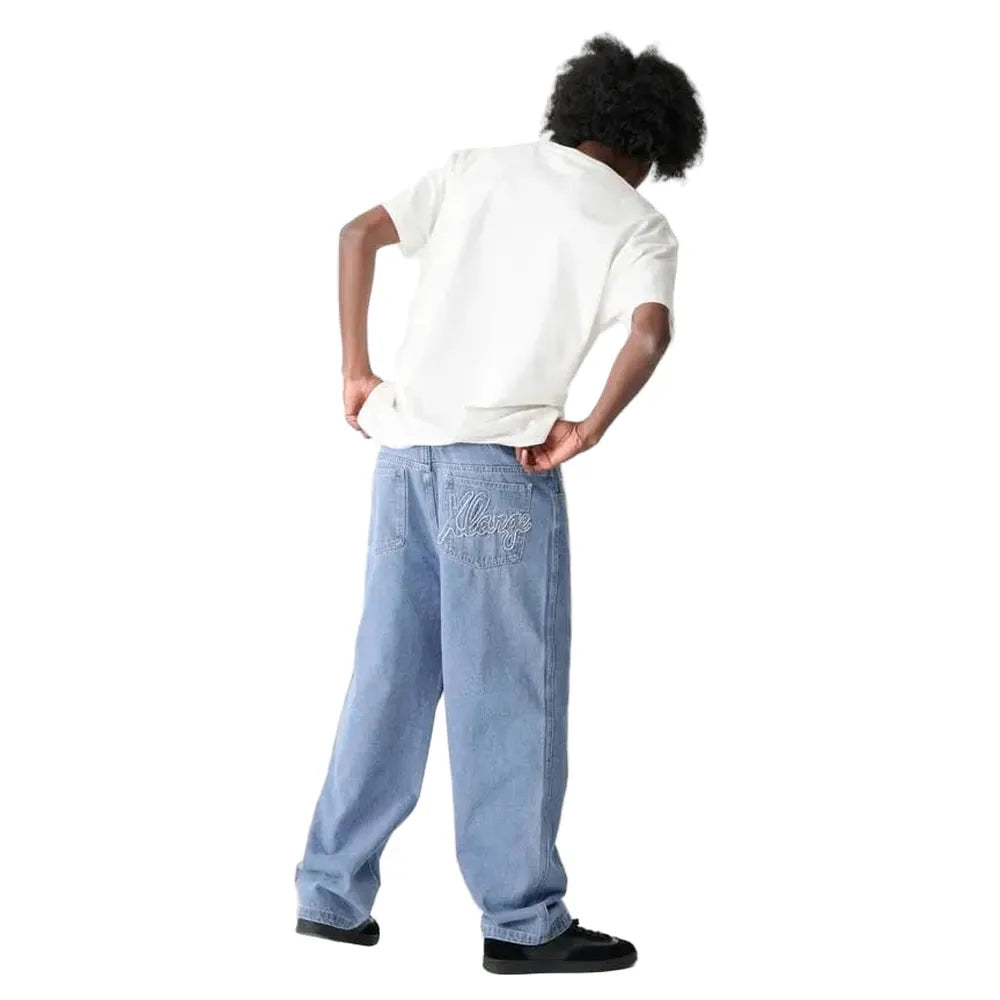 XLarge Script Baggy Bull Denim Pant - Mid Blue