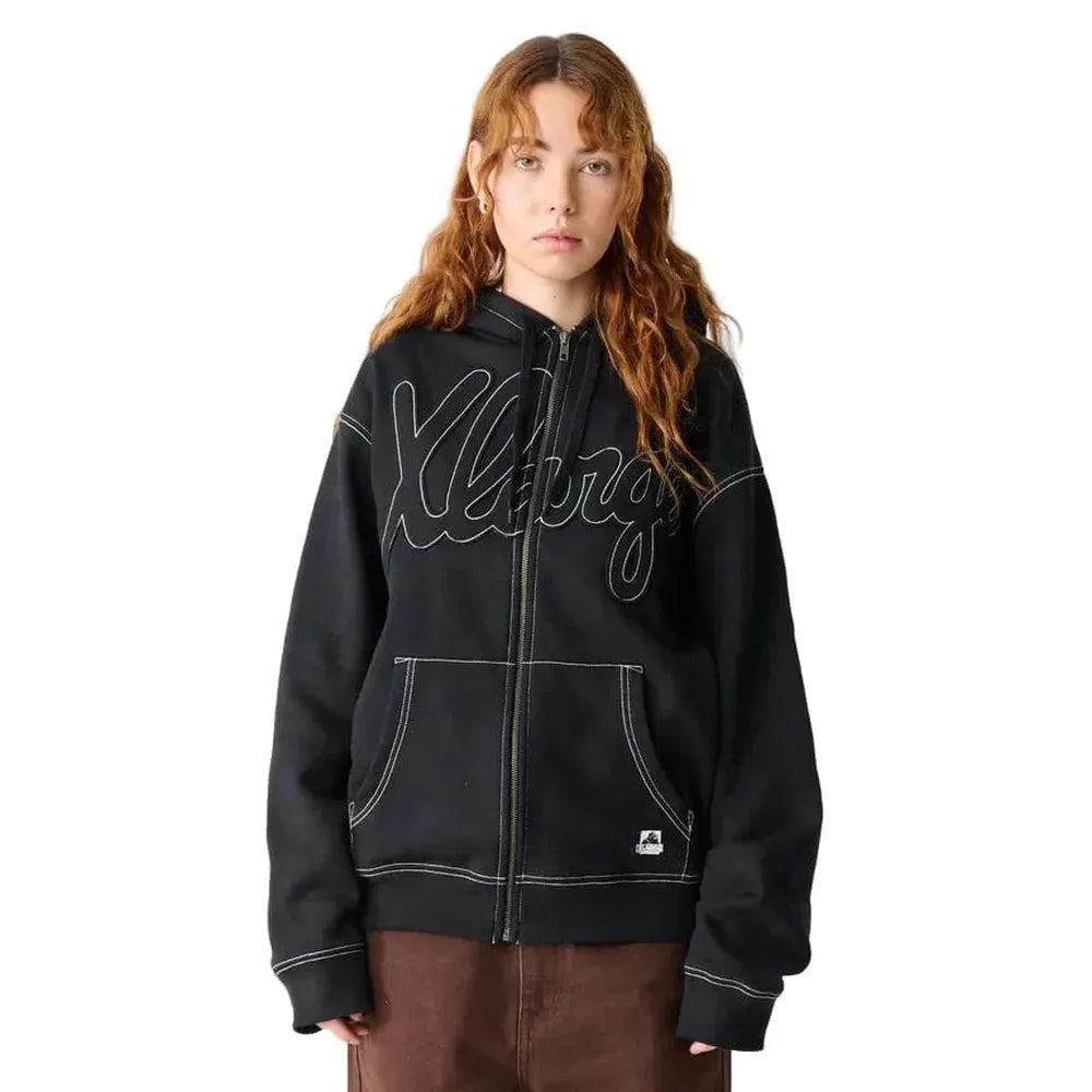 XLarge Script Zip Thru Hoodie - Black